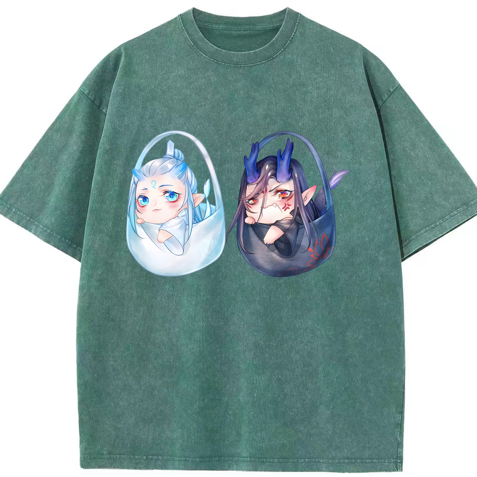 （画像用） Ne Zha 2 ナタ 魔童の大暴れ 綿100% ヴィンテージ風 半袖Tシャツ（フロントプリント）